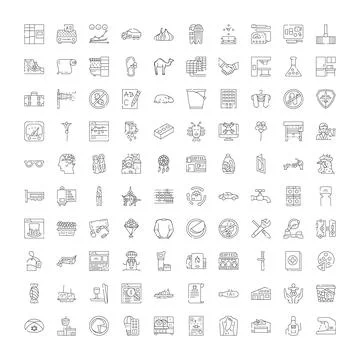 Diverse collection of thin line web icons 스톡 일러스트