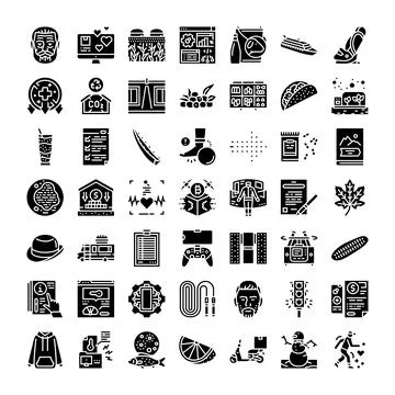 Diverse collection of ui ux design black glyph icons Illustrazione stock