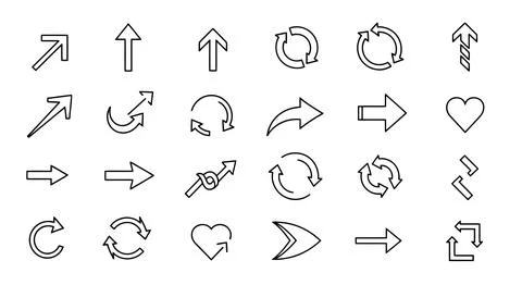 A diverse collection of various arrow and direction symbols and icons イラスト素材