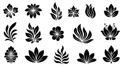 A diverse collection of various types of palm trees and tropical plants. Stock Illustration