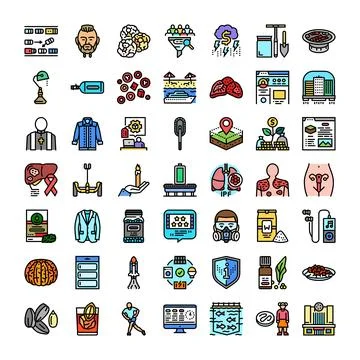 Diverse collection of vector flat business medical lifestyle technology icons Ilustración de archivo