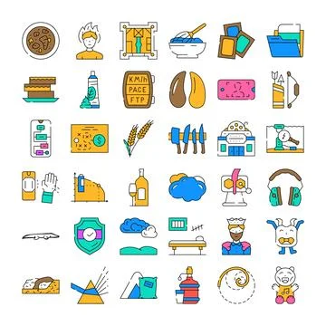 Diverse collection of vector flat line icons Stock Illustration