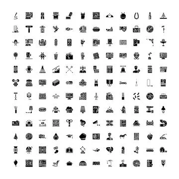 Diverse collection of vector glyph icons for web design Stock Illustration