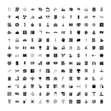 Diverse collection of vector glyph icons set イラスト素材