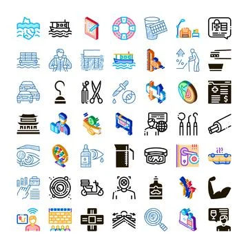 Diverse collection of vector icons covering various themes Stockillustratie