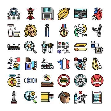 Diverse collection of vector icons demonstrating various concepts Stock Illustration