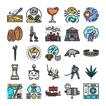 Diverse collection of vector icons illustrating various concepts Illustrazione stock