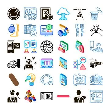 Diverse collection of vector icons representing various concepts 库存插图