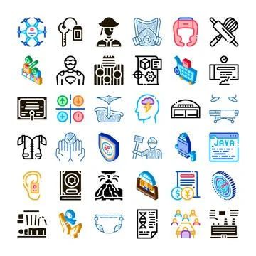 Diverse collection of vector icons representing various concepts Stock-Illustration