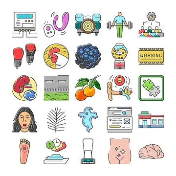 Diverse collection of vector icons representing various concepts 스톡 일러스트