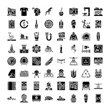 Diverse collection of vector icons showcasing various concepts Stock Illustration