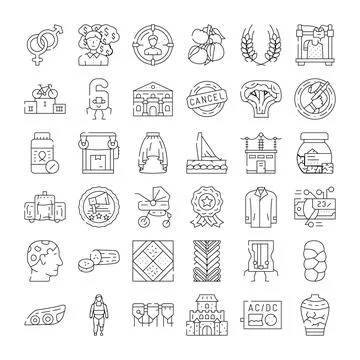 Diverse collection of vector line icons Stock Illustration