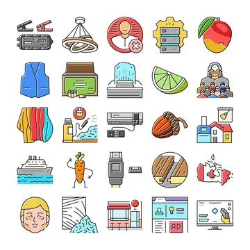 Diverse collection of vector line icons Stock Illustration