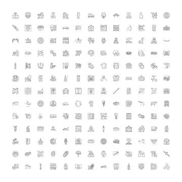Diverse collection of vector line icons bundle Stock Illustration