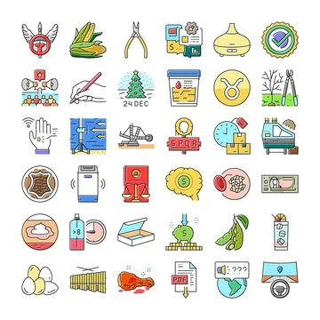 Diverse collection visualizing various business industry elements Stock Illustration