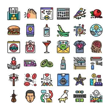 Diverse collection visualizing various modern lifestyle and business concepts Stock Illustration