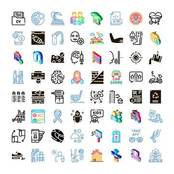 Diverse collection of web and mobile line icons Stock Illustration