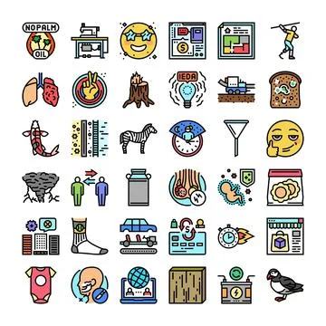 Diverse collection of web design outline icons Illustrazione stock