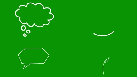 Diverse collection of white doodle elements on green screen featuring Video stock 346825189