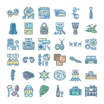 Diverse colorful scribble doodle icon collection set 스톡 일러스트