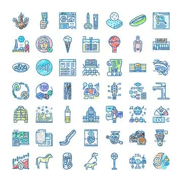 Diverse colorful scribble doodle web design icons Stock Illustration
