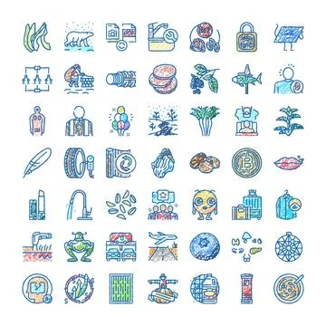 Diverse colorful scribble line icon set vector Stock Illustration
