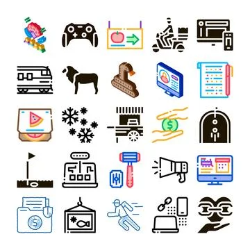 Diverse colorful web application icon set illustration Illustrazione stock