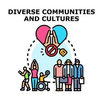Diverse communities practicing cultural respect and inclusion Stock Illustration