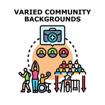 Diverse community backgrounds representing social inclusion concept Stock Illustration