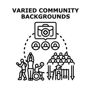 Diverse community backgrounds representing social inclusion concept Stock Illustration