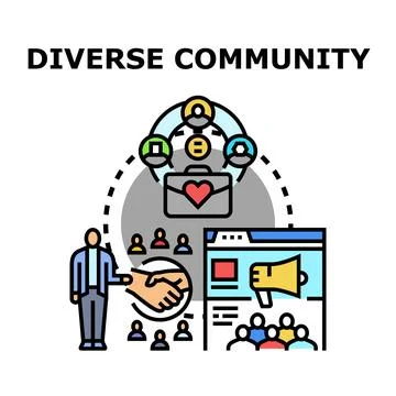 Diverse community engaging in global collaboration and social networking Stock Illustration