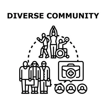 Diverse community individuals receiving accessible support Stock Illustration