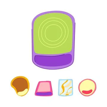 Diverse computer mouse pads collection providing comfort Illustrazione stock