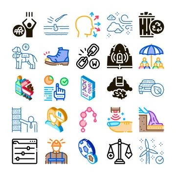 Diverse concept icons representing human life aspects Stock Illustration