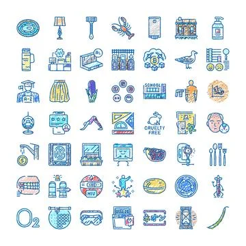 Diverse concepts collection hand drawn sketch icons Stock Illustration