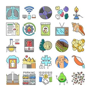 Diverse concepts collection with technology and health icons Illustrazione stock