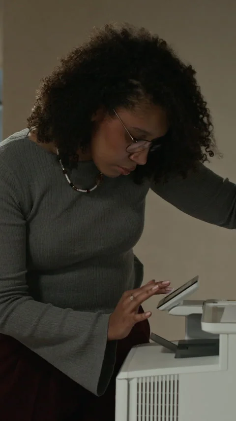 Diverse Corporate Workers Copying Documents on Scanner at Office Stock Footage 309037744