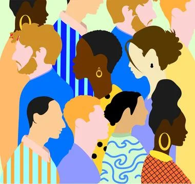 Diverse Crowd Illustration Representing Unity and Global Connection 스톡 일러스트