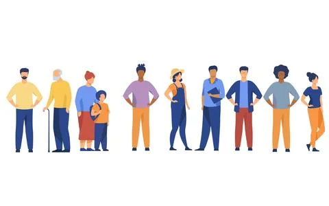 Diverse crowd of people of different ages and races Stock Illustration