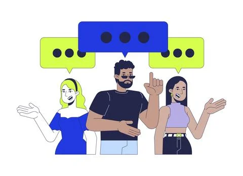 Diverse customers comments 2D illustration concept Stock Illustration