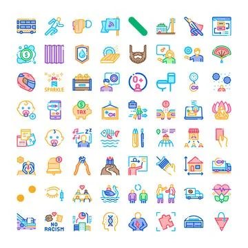 Diverse daily life objects and abstract concepts icons Stock Illustration