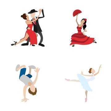 Diverse dancers expressing movement and culture through various dance styles Stock Illustration