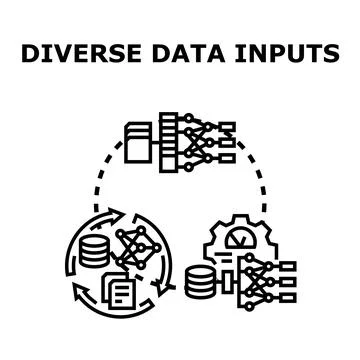 Diverse data inputs processing and learning concept Stock Illustration