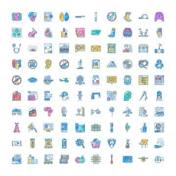 Diverse doodle icon set portraying various concepts Stock Illustration