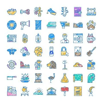 Diverse doodle icons vector collection illustrating various concepts Illustrazione stock