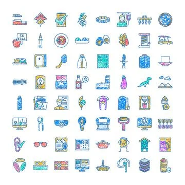 Diverse doodle icons vector illustration on white background Stock Illustration