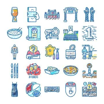 Diverse doodle style icons set illustrations 스톡 일러스트