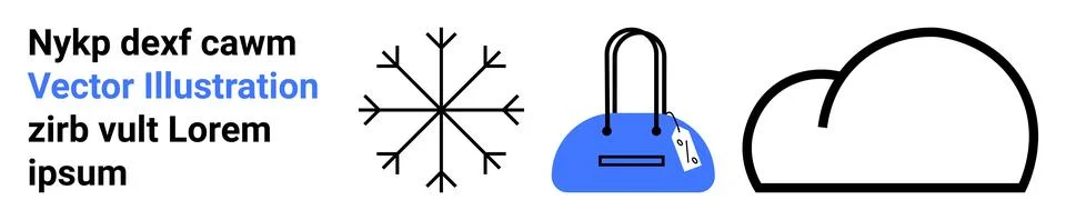 Diverse Elements Including Text, Snowflake, Handbag, and Cloud for Various .. Illustrazione stock