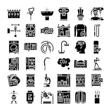 Diverse engineering science technology industrial process icons 스톡 일러스트