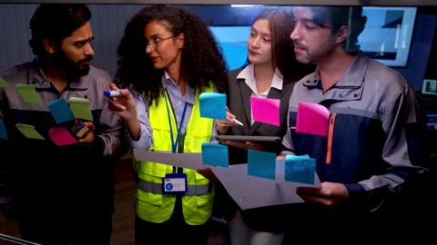 Diverse engineers and technology specialists brainstorming ideas Stock Footage 340461934